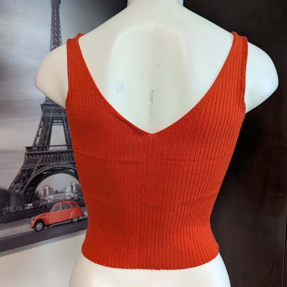 Divided Bold Orange Ribbed Tank Top - Picture 3 of 6